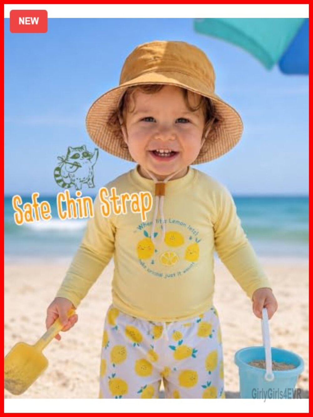 Kids UPF 50+ Cotton Bucket Sun Hat Adjustable Lightweight Beach Hat - Picture 3 of 6
